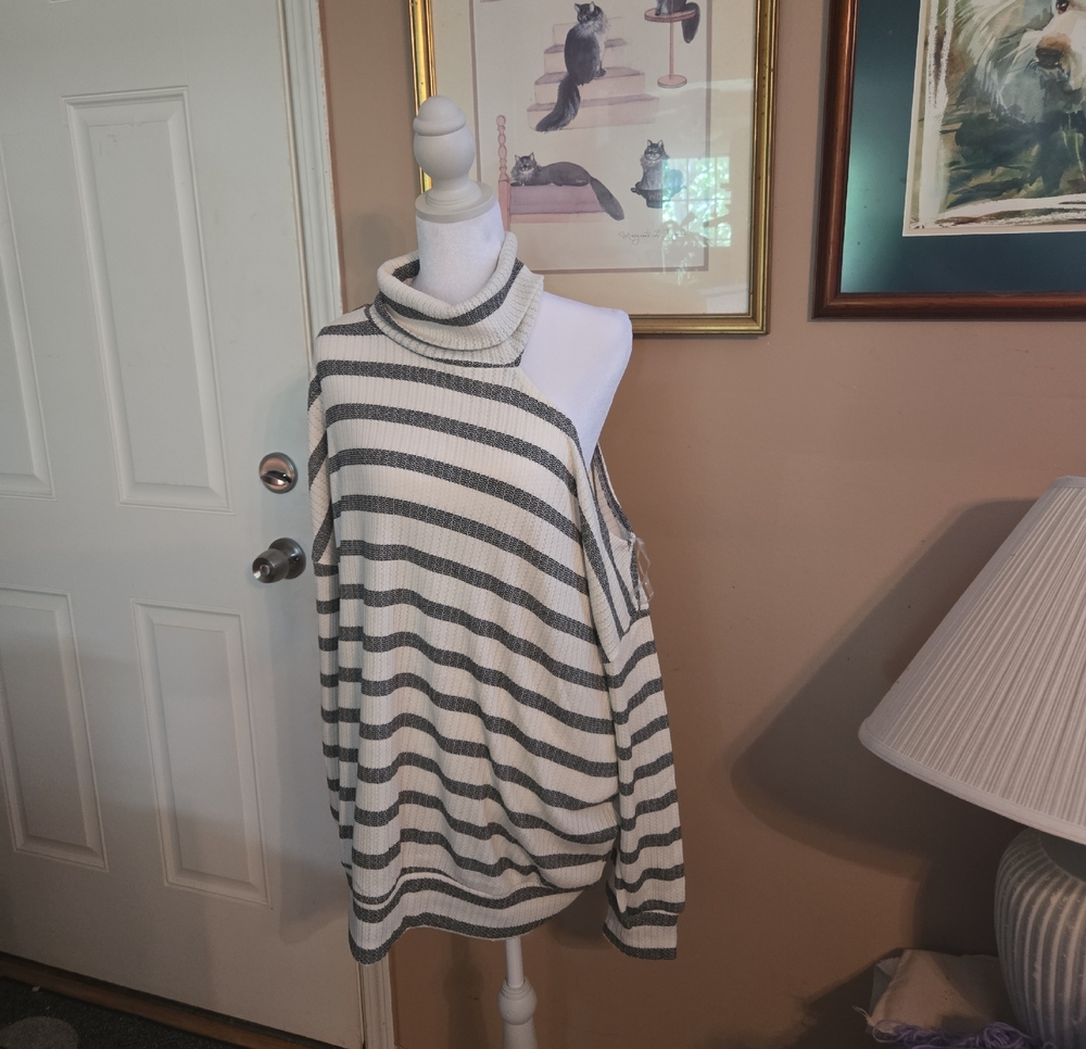 Plus Size Womens Sweater With One Peek-a-boo Shoulder